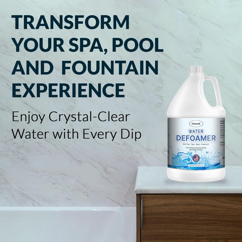 GELEAN Hot Tub Defoamer - Pool, Fountain, Spa Anti Foam Defoamer -128oz- Eco Friendly & Safe Water Anti Foam - Quickly Removes & Prevents Foam - Silicone Emulsion HotTub Chemicals Made in USA, - Image 5